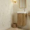 Meuble de Salle de Bains avec vasque/lavabo Lave main à suspendre Ana 40 chêne