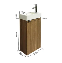 Meuble de Salle de Bains avec vasque/lavabo Lave main à suspendre Ana 40 chêne
