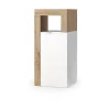 Meuble de salle de bains BURA 1 porte Blanc brillant laqué et chene clair Design moderne