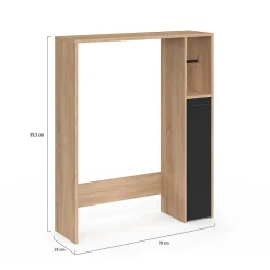 Meuble dessus WC WALLIS avec placard façon hêtre et noir