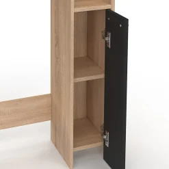 Meuble dessus WC WALLIS avec placard façon hêtre et noir