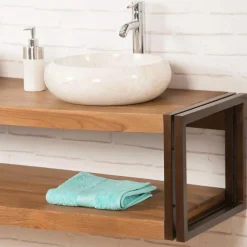 Meuble double suspendu Elégance teck métal 145 cm