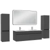 Meuble double vasque anthracite 120cm avec colonne + miroir 3 couleurs + dimmable