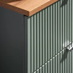 Meuble double vasque 140cm 4 tiroirs Jade Vert et Bois