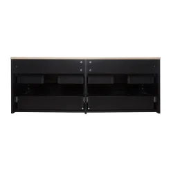 Meuble double vasque 120cm avec plan bois SORRENTO Blanc+vasque+robinet+miroir