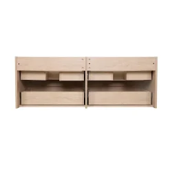 Meuble double vasque 120cm avec plan céramique SORRENTO Décor chêne + colonne