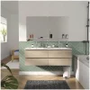 Meuble double vasque 120cm avec plan céramique SORRENTO Décor chêne + miroir