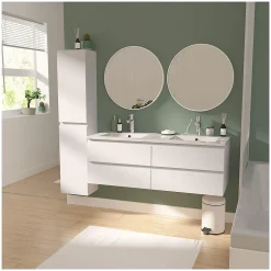 Meuble double vasque 120cm SORRENTO Blanc + colonne