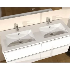 Meuble double vasque JUPITER 3.0 Blanc Brillant 120cm - Sans miroir