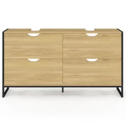 Meuble double vasque salle de bain DETROIT 4 tiroirs design industriel