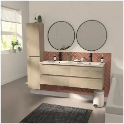 Meuble double vasque SORRENTO suspendu avec plan vasque en céramique 120cm