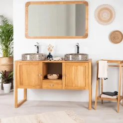 Meuble en teck salle de bain Théa 130 cm
