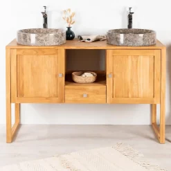 Meuble en teck salle de bain Théa 130 cm