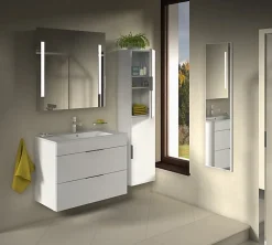 Meuble et vasque salle de bain strié Savona 98x43x44,8 cm gris mat (SAVONA100GM)