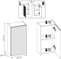 Meuble haut de salle de bain suspendue NOVA CACHEMIRE 30 x 57 cm
