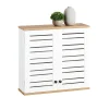 Meuble Haut de Salle de Bain avec 2 Portes Armoire Suspendue, BZR42-W, SoBuy