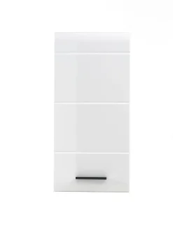 Meuble haut mélaminé blanc brillant. L - H - P : 30 - 77 - 23 cm