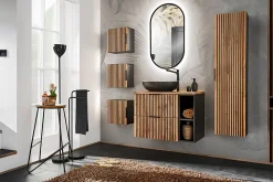 Meuble lave main à suspendre XILO NOIR CHÊNE 40 cm
