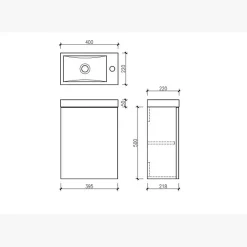 Meuble lave main vasque 40 cm gris laque Aquapixo