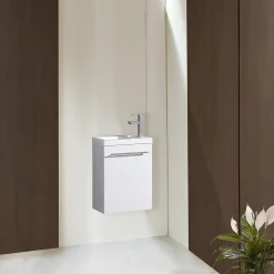 Meuble lave main vasque 40 cm blanc laqué Aquapixo