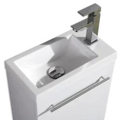 Meuble lave main vasque 40 cm blanc laqué Aquapixo