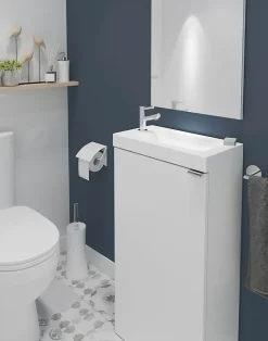 Meuble lave mains à poser blanc brillant l.44 x H.79 x P.23 cm, GoodHome Imandra
