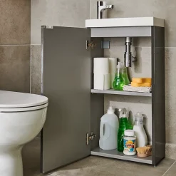 Meuble lave mains à poser GoodHome Imandra gris taupé L.44 x H.79 cm