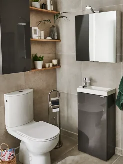 Meuble lave mains à poser GoodHome Imandra gris taupé L.44 x H.79 cm