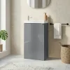 Meuble lave mains à poser gris brillant l.44 cm Imandra + plan vasque blanc résine Beni, GoodHome