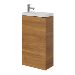 Meuble lave mains à poser effet noyer l.44 x H.79 x P.23 cm, GoodHome Imandra