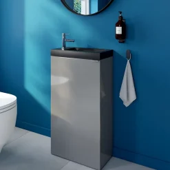 Meuble lave mains à poser gris l.44 x H.79 x P.23 cm, GoodHome Imandra
