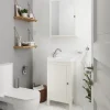 Meuble lave mains à poser blanc mat l.44 cm Perma + plan vasque blanc Lana, GoodHome