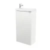 Meuble lave mains à poser blanc brillant l.44 cm Imandra + plan vasque blanc résine Beni, GoodHome