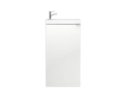 Meuble lave mains à poser blanc brillant l.44 cm Imandra + plan vasque blanc résine Beni, GoodHome