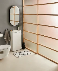 Meuble lave mains à poser blanc brillant l.44 cm Imandra + plan vasque blanc résine Beni, GoodHome