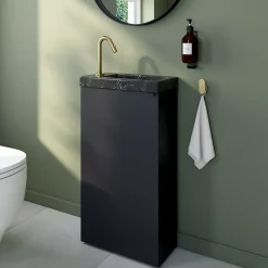 Meuble lave mains à poser noir mat l.44 x H.79 x P.23 cm, GoodHome Imandra