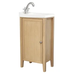 Meuble lave mains à poser placage chêne l.44 x H.80,6 x P.30 cm, GoodHome Perma