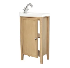 Meuble lave mains à poser placage chêne l.44 x H.80,6 x P.30 cm, GoodHome Perma
