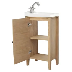 Meuble lave mains à poser placage chêne l.44 x H.80,6 x P.30 cm, GoodHome Perma