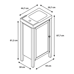 Meuble lave mains à poser placage chêne l.44 x H.80,6 x P.30 cm, GoodHome Perma