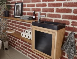 Meuble lave mains à suspendre bois et noir l.44 x H.44 x P.23 cm, Cooke & Lewis Indus