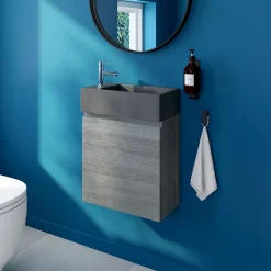 Meuble lave mains effet chêne clair l.45 x H.44 x P.21 cm, Calao