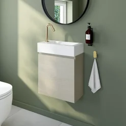 Meuble lave mains effet chêne l.45 x H.44 x P.21 cm, Calao