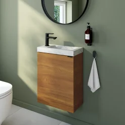 Meuble lave mains suspendu effet noyer l.44 x H.55 x P.23 cm, GoodHome Imandra