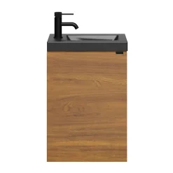 Meuble lave mains suspendu effet noyer l.44 x H.55 x P.23 cm, GoodHome Imandra