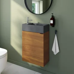 Meuble lave mains suspendu effet noyer l.44 x H.55 x P.23 cm, GoodHome Imandra