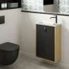 Meuble lave mains suspendu noir mat + plan vasque l.46 x H.69 x P.23 cm, ouverture à droite, Decotec Decotec Havana