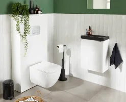 Meuble lave mains suspendu blanc brillant l.44 x H.55 x P.23 cm, GoodHome Imandra