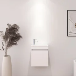 Meuble lave-main blanc compact avec vasque intégrée - DILECI
