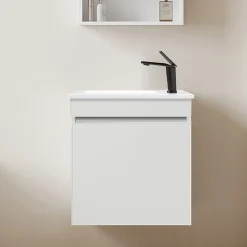 Meuble lave-main blanc compact avec vasque intégrée - DILECI